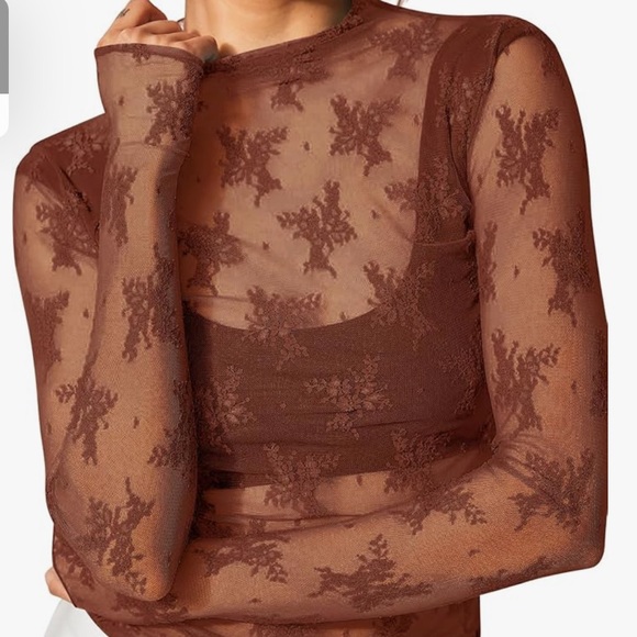 Tops - Set of 3 Sheer mesh Lace Long Sleeve Tops - size XL
